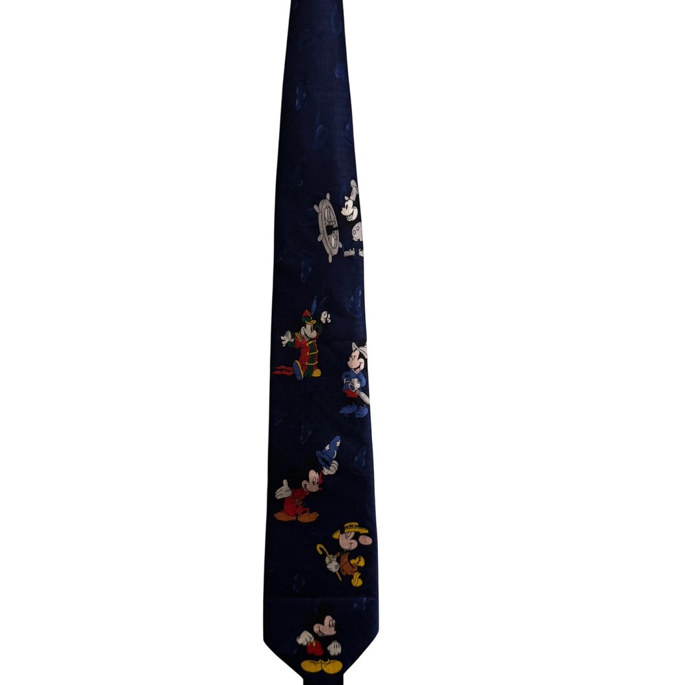 Walt Disney‎ World Characters Necktie Navy Blue Mickey Mouse Goofy Pluto